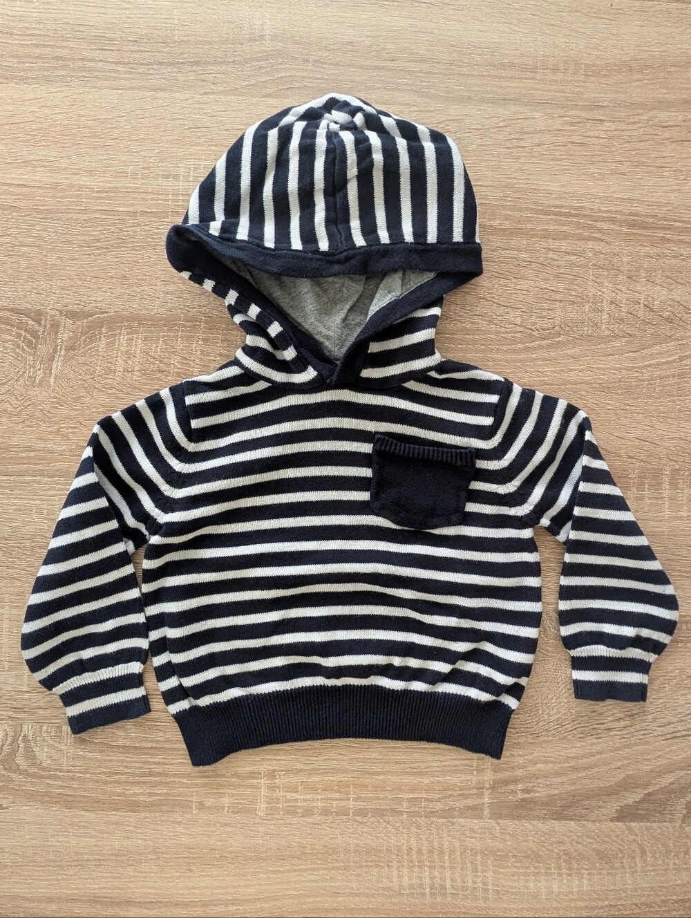Joe Fresh Navy & White Striped Hooded Knit Pullover